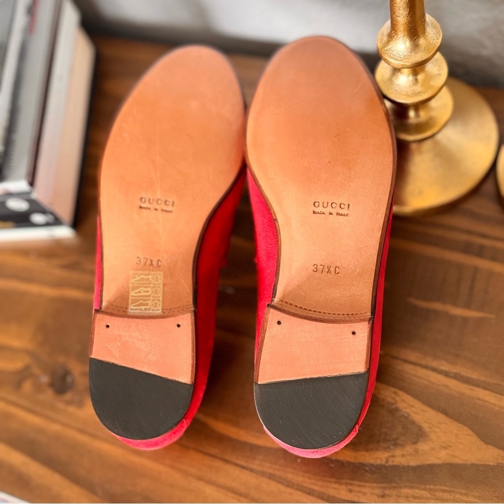 Gucci Red Leather Sole Loafers - Picture 3 of 11